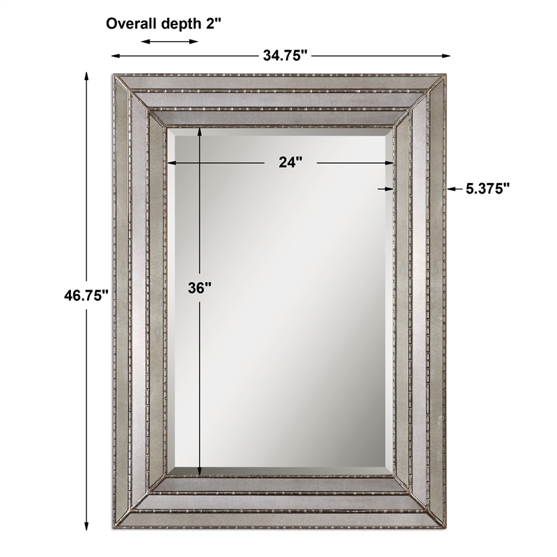 Uttermost Seymour Contemporary Wood Mirror in Antique Silver Finish