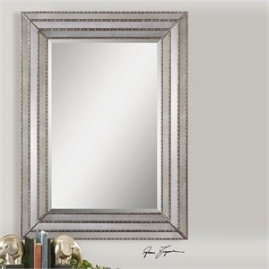 Uttermost Seymour Contemporary Wood Mirror in Antique Silver Finish