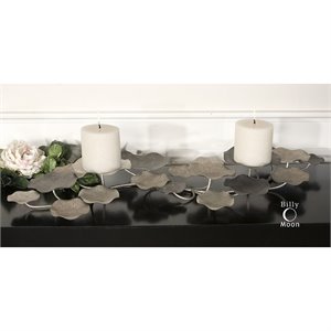 Uttermost Lying Lotus Coastal Metal Candleholders in Silver and Gray