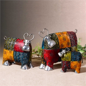 uttermost colorful cows metal figurines (set of 3)