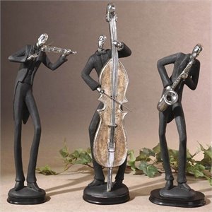 Uttermost Musicians Polyresin Decorative Figurines in Black/Silver (Set of 3)