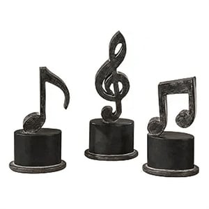 uttermost music notes metal figurines in aged black (set of 3)