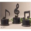Uttermost Music Notes Metal and MDF Wood Figurines in Aged Black (Set of 3)