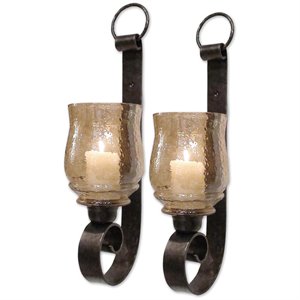 uttermost joselyn antique bronze metall small wall sconces (set of 2)