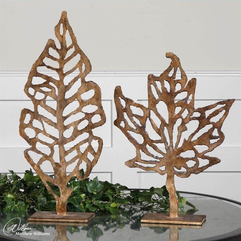 Uttermost Hazuki Metal Sculpture in Distressed Gold (Set of 2)   19583