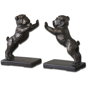 uttermost bulldogs cast iron bookends golden bronze (set of 2)