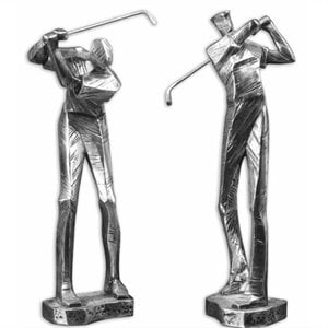 uttermost practice shot metallic statues in silver (set of 2)