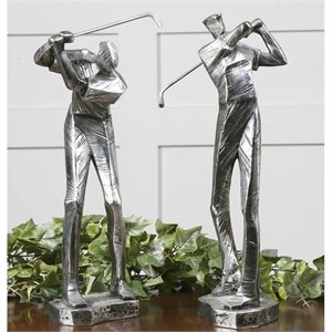 Uttermost Practice Shot Polyresin Metallic Statues in Silver/Gray (Set of 2)