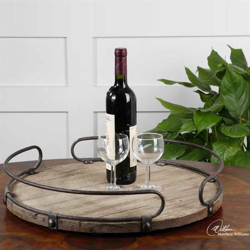 Uttermost Acela Natural Fir Wood Round Wine Tray