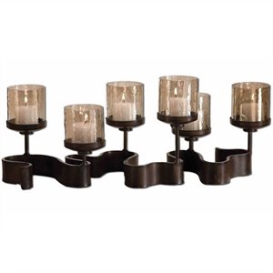 uttermost ribbon metal candleholders in antiqued bronze