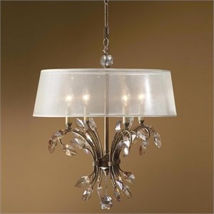 Uttermost Alenya 4-Light Metal Crystal and Fabric Chandelier in Burnished Gold