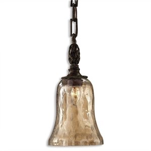 uttermost galeana seeded glass mini pendant in antique saddle