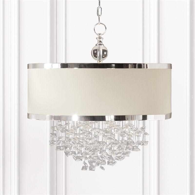 Uttermost Fascination 3-Light Metal Plated Drum Pendant in Silver/Off White