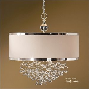 Uttermost Fascination 3-Light Metal Plated Drum Pendant in Silver/Off White