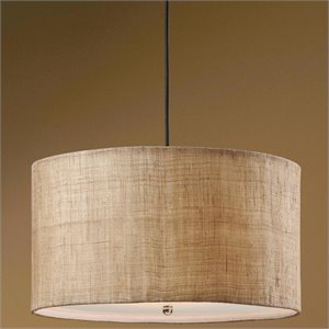 Uttermost Dafina 3-Light Iron and Linen Weave Drum Pendant in Brown