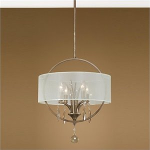 uttermost alenya 4 light fabric drum pendant in burnished gold