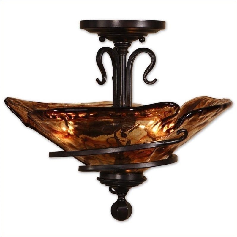 Uttermost Vitalia Oil Rubbed Semi Flush Mount Light In Rubbed Bronze