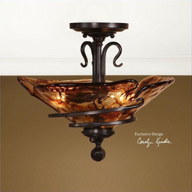 Uttermost Vitalia Oil Rubbed Semi Flush Mount Light In Rubbed