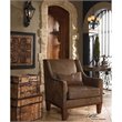Uttermost Clay Transitional Wood Faux Leather and Foam Arm Chair in Brown