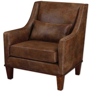 uttermost clay tan velvety soft fabric arm chair in brown