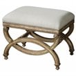 Uttermost Karline Natural Linen Small Bench in Antiqued Almond Finish