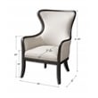 Uttermost Sandy Traditional Wood and Fabric Wingback Arm Chair in Beige