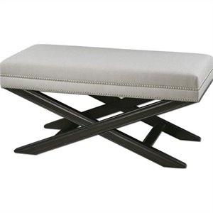 uttermost viera sandy white woven bench in crackled black