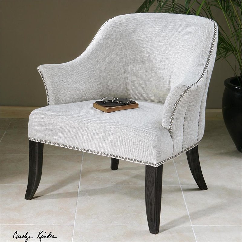 Uttermost Leisa Alabaster White Armchair in Black 23114