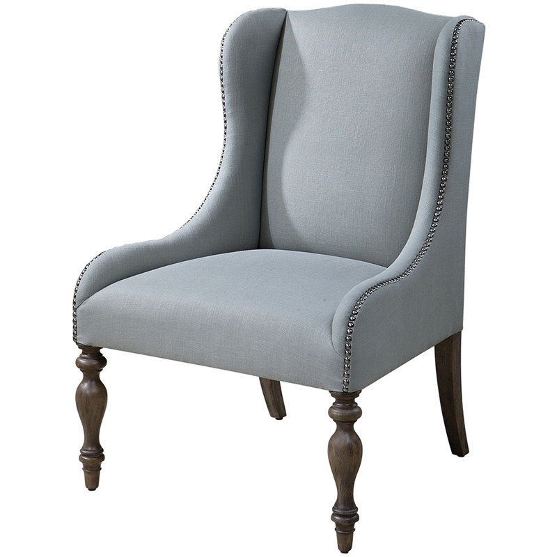 Uttermost Filon Misty Seaglass Hue Wing Chair in Gray 23120