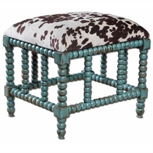 uttermost chahna upholstered small bench in aqua blue