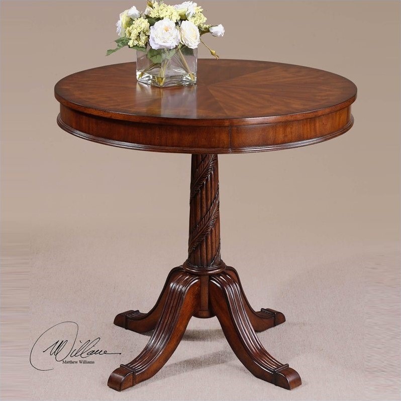 Uttermost Brakefield Round Table in Polished Pecan 24149