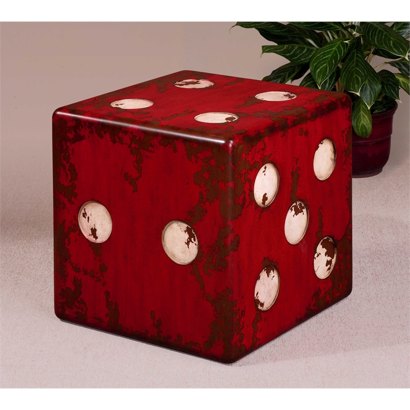 Uttermost Dice Contemporary MDF and Fir Wood Accent Table in Red
