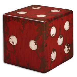 Uttermost Dice Contemporary MDF and Fir Wood Accent Table in Red