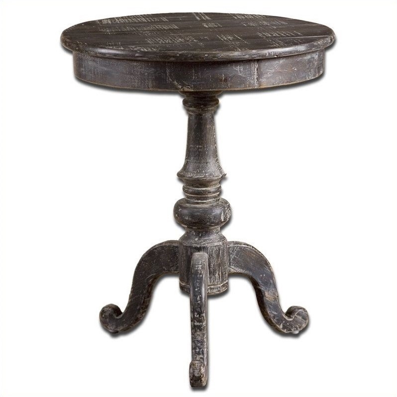 Uttermost Cadey Reclaimed Fir Wood Side Table in Dusty Charcoal 24245