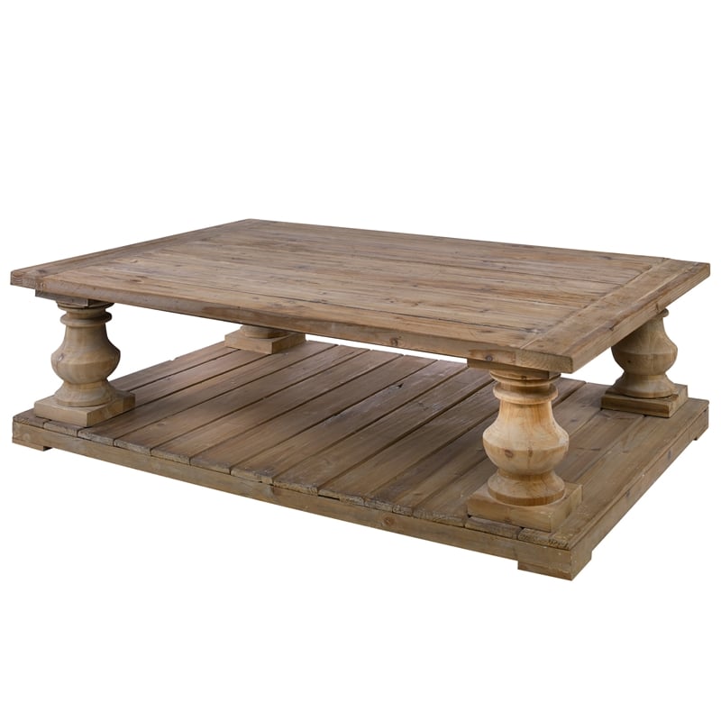 Uttermost Stratford Reclaimed Fir Wood Coffee Table in Stony Gray Wash