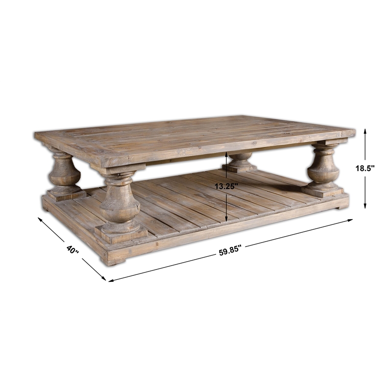 Uttermost Stratford Reclaimed Fir Wood Coffee Table in Stony Gray Wash