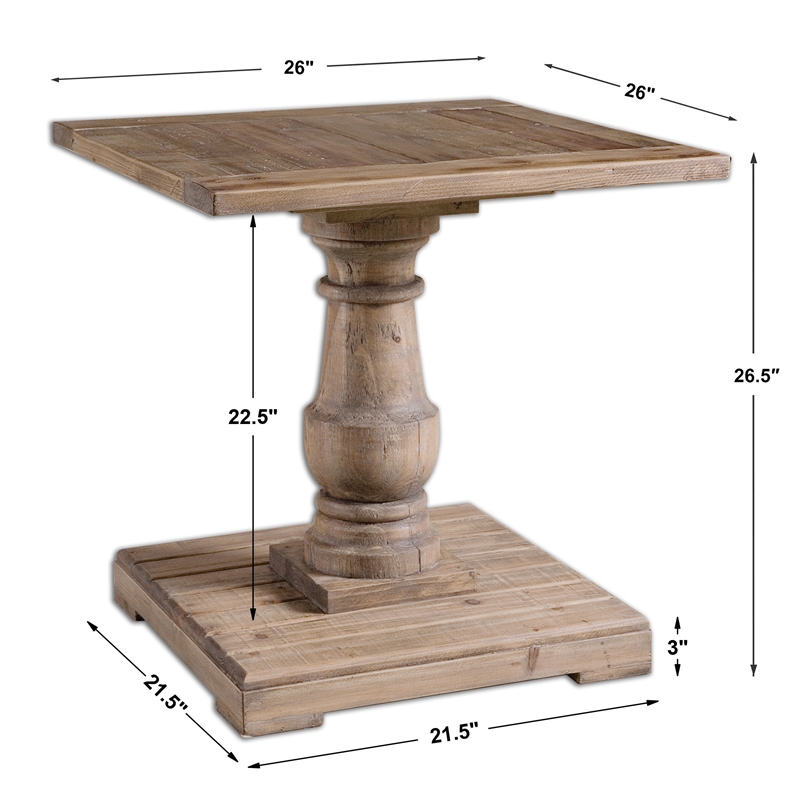 Uttermost Stratford Reclaimed Fir Wood Pedestal End Table in Natural