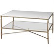 Uttermost Henzler Metal and Mirrored Glass Coffee Table in Gold