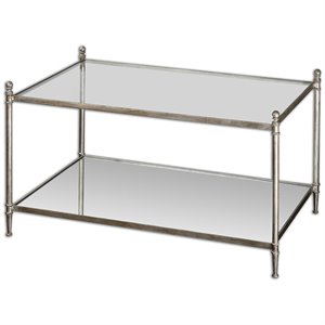 uttermost gannon mirrored glass coffee table in  antiqued silver
