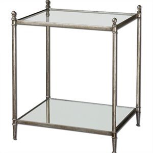 uttermost gannon mirrored glass end table in antiqued silver