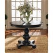 Uttermost Brynmore Round Traditional Pine Wood Grain Table in Satin Black