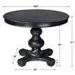 Uttermost Brynmore Round Traditional Pine Wood Grain Table in Satin Black