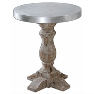 Uttermost Martel Aluminum Clad Accent Table in Natural Fir Wood