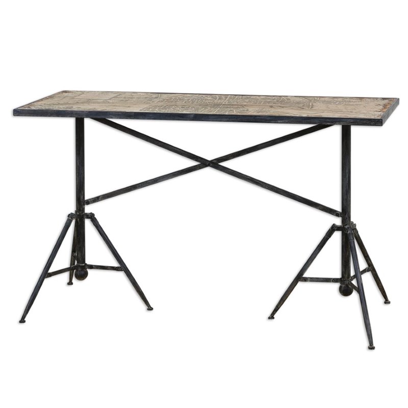 Uttermost Plaisance Console Table in Black Iron - 24327