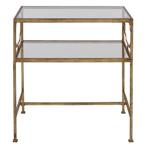 Uttermost Genell Contemporary Metal and Glass Side Table in Gold