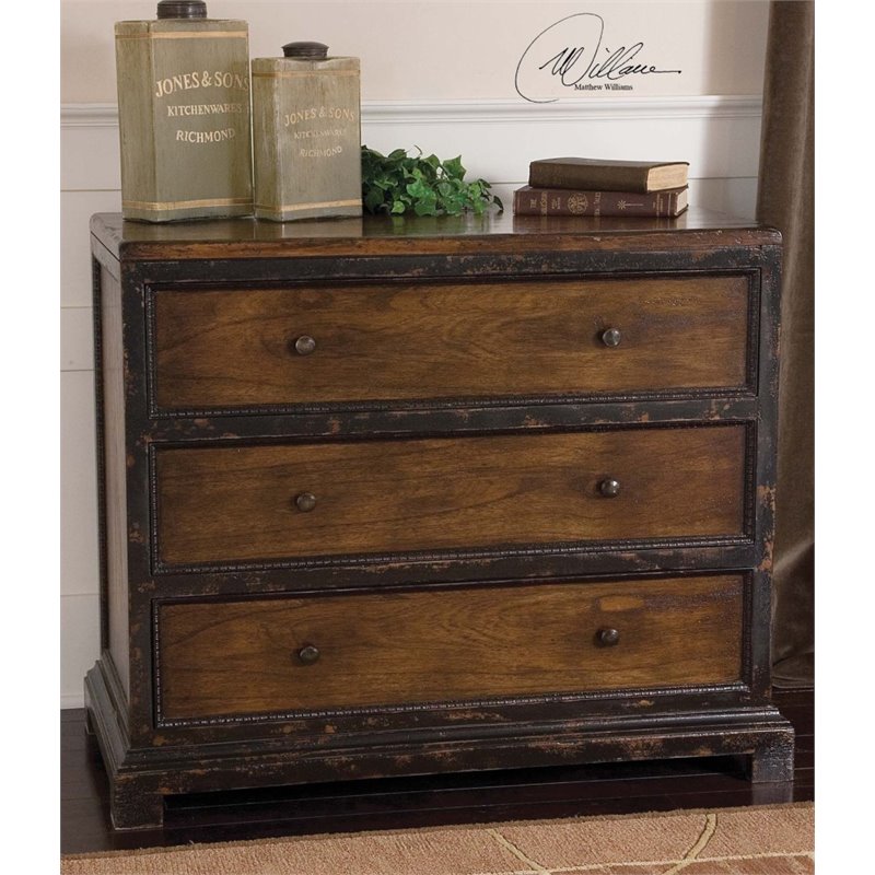 Uttermost Rishi Antique 3 Drawer Dresser In Distressed Honey 25504 Uttermost Rishi Antique 3 Drawer Dresser In Distressed Honey