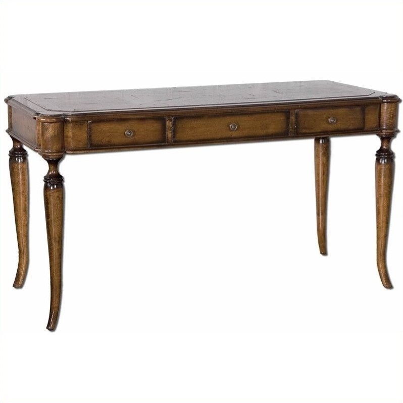 Uttermost Colter Distressed Solid Wood Writing Desk in Honey Stained ...