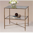 Uttermost Henzler Metal and Mirrored Glass Lamp Table in Gold Leaf
