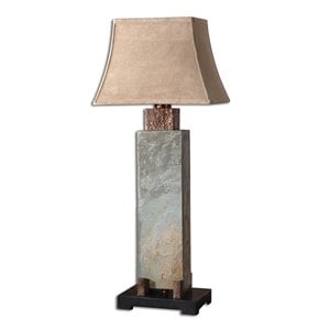 uttermost tall slate table lamp in hammered copper