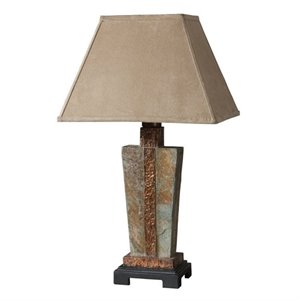 uttermost indoor and outdoor slate accent lamp in hammered copper